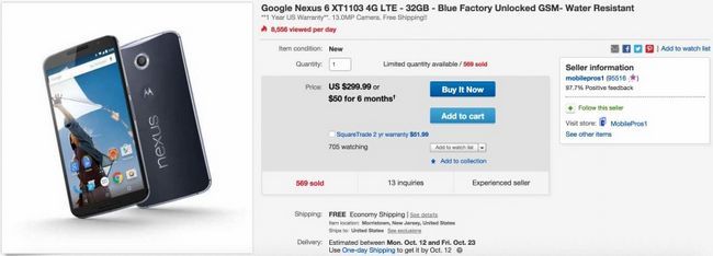 Fotografía - Offre: Nexus 6 (32 Go) revient à Ebay pour seulement 300 $
