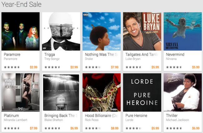Fotografía - Google proposant près de 100 albums à prix réduit pour la vente sur Google Play de fin d'année