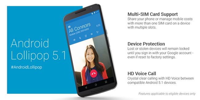 Fotografía - Google annonce officiellement Android 5.1, Roulade commence aujourd'hui - support doubles SIM, HD Voice et la protection de l'appareil