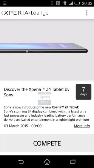 Fotografía - Sony glisse l'image de Xperia Tablet Z4, la résolution d'affichage, et le dévoilement Date de-Mars 3ème