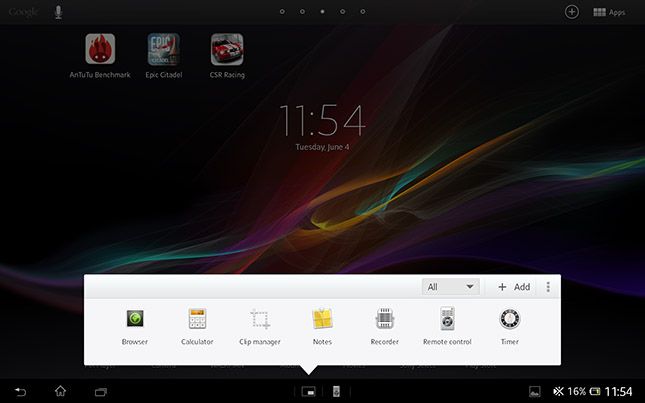 Sony tablette Xperia z aa petites applications