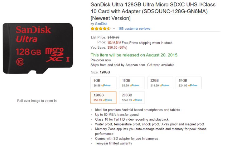 Fotografía - Mise à jour de 128 Go SanDisk Carte MicroSD est disponible en pré-commande et d'un prix de se déplacer à 60 $