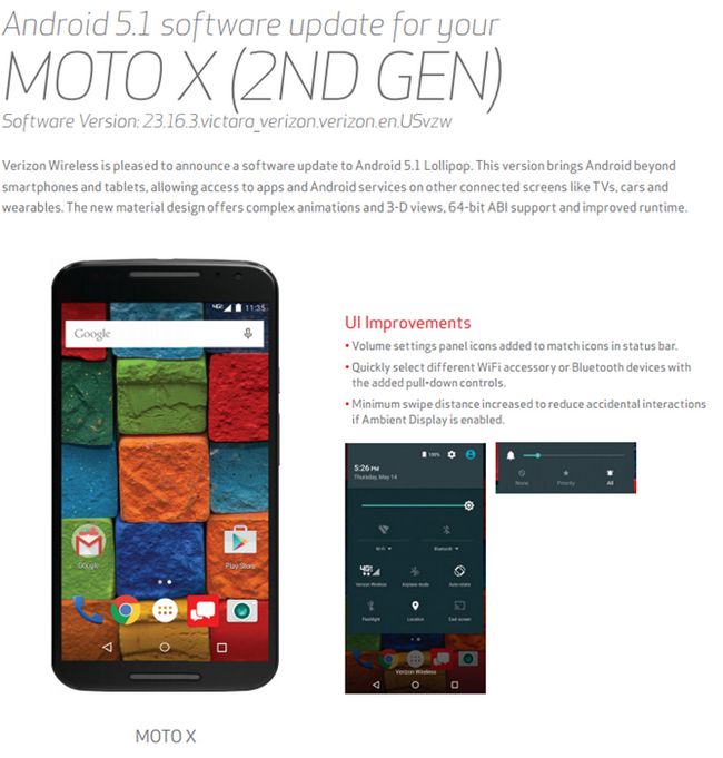 Fotografía - Verizon annonce officiellement dans la Seconde-Gen Moto X Android 5.1 mise à jour OTA