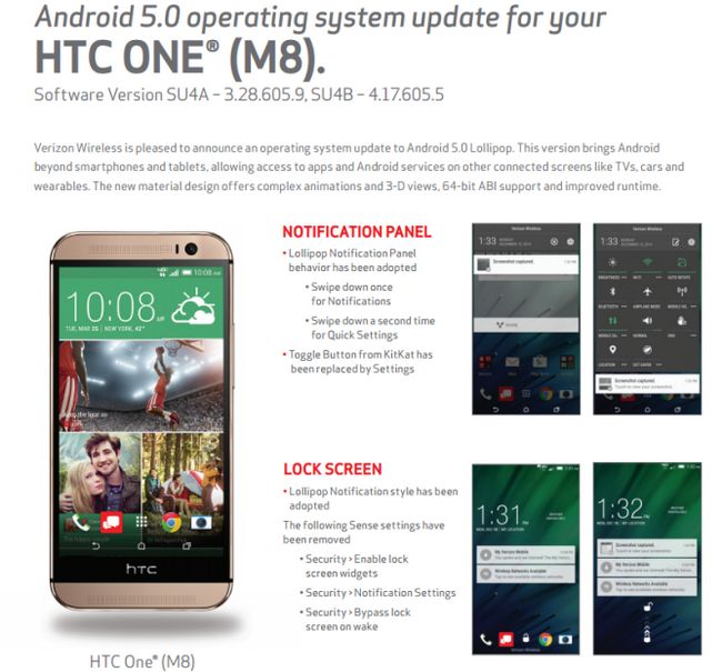 Fotografía - HTC One M8 de Verizon obtient finalement La mise à jour Android 5.0