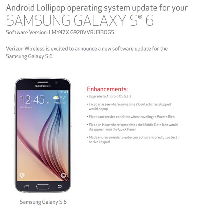 Fotografía - Verizon met à jour le Galaxy S6 et S6 Galaxy bord vers Android 5.1.1, ajoute quelques extra plus Trop