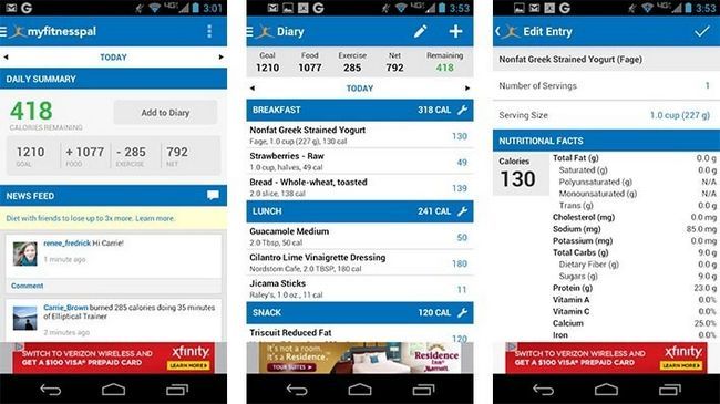 compteur de calories par MyFitnessPal meilleures applications Android de remise en forme et des applications d'entraînement