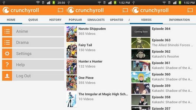 Crunchyroll meilleures applications de streaming vidéo pour Android