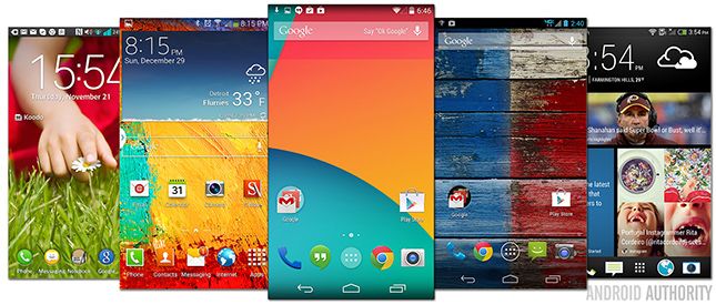 Toutes les interfaces Android 4.4 Nexus Stock Touchwiz Android LG UI