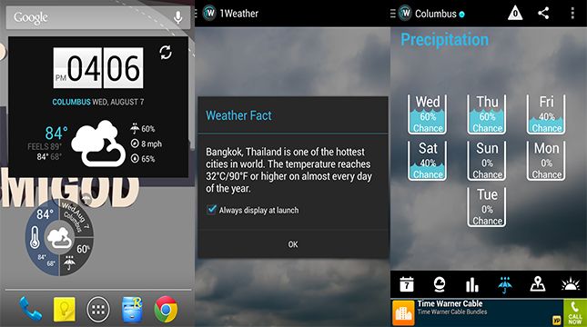 1Weather meilleures applications météorologiques pour Android