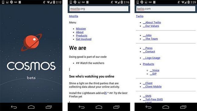 cosmos navigateur application Android