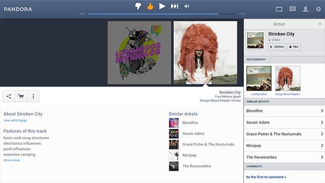 Pandora Internet Radio meilleures applications Android TV