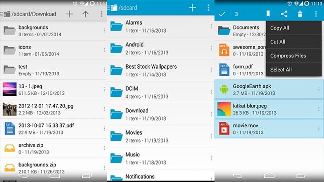 Coulissante applications Android Explorateur