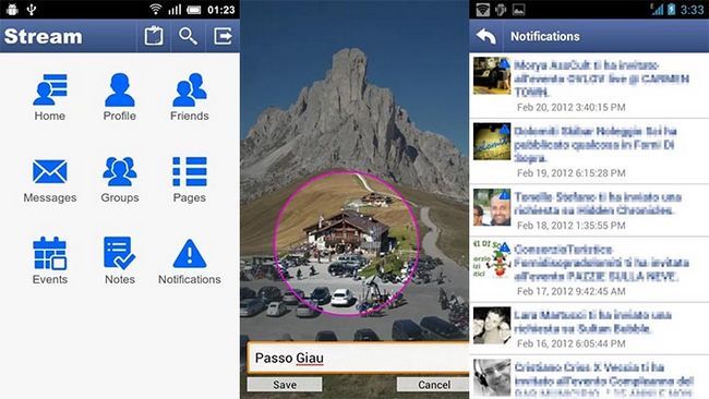 Flux des applications Android Facebook