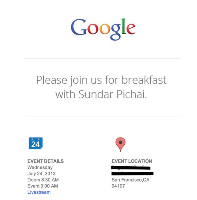 Petit-déjeuner avec Google Sundar Pichai événement