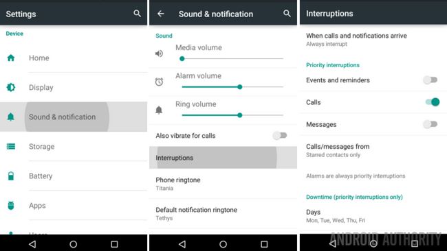 Android Lollipop interruptions de paramètres prioritaires