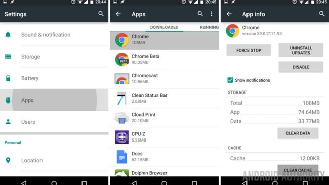 Android cache app clair