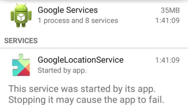 Paramètres Android App RAM Utilisez des services Google