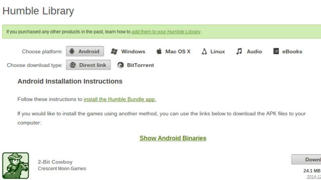 Humble Bundle Android apps bibliothèque apk