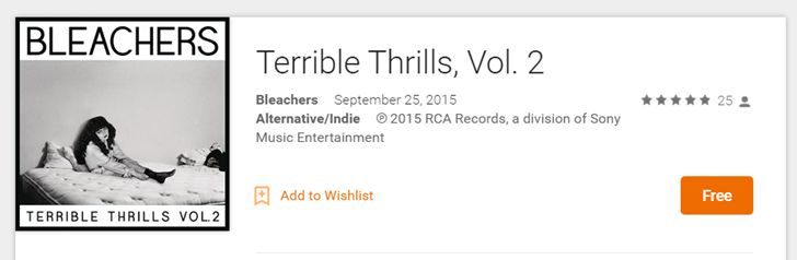 Fotografía - Un autre album gratuit sur Google Play Musique: Terrible Thrills le Vol Les gradins. 2