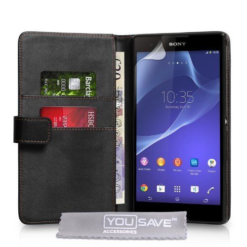 Yousave Accessoires Sony Xperia T2 couverture de portefeuille en cuir Ultra