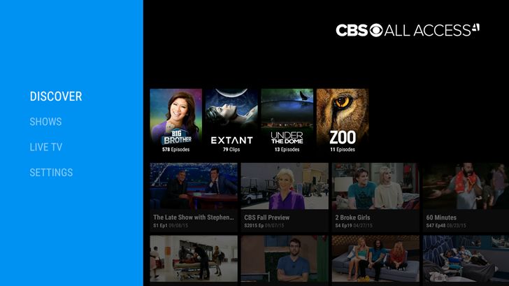 Fotografía - CBS libère une TV App Android Pour les abonnés «All Access de