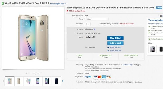 Fotografía - Offre: obtenir un nouveau Galaxy S6 bord pour 499 $ sur eBay