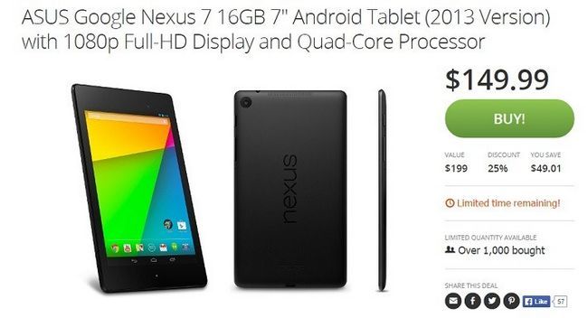 Fotografía - Offre: Nexus 7 (2013) pour 149,99 $, nouvelle-in-box