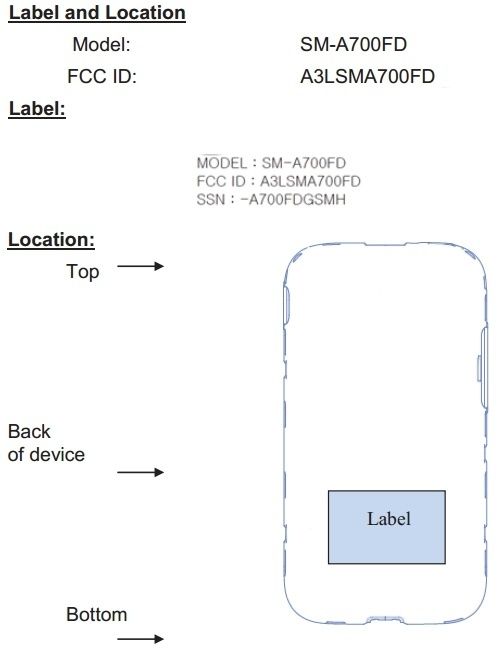 Samsung Galaxy-A7-SM-A700-FCC-label-Emplacements
