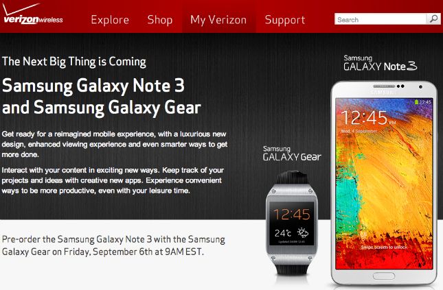 Galaxy Note et Galaxy 3 vitesses pré-commande Verizon