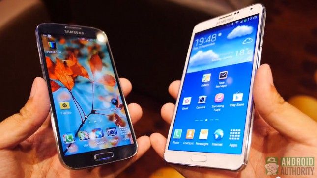 Samsung Galaxy Note 3 vs Galaxy S4 angles de vision AA