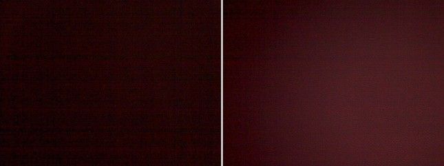 Écran agrandi montrant noir uni (gauche - droite Galaxy S4- - HTC One)