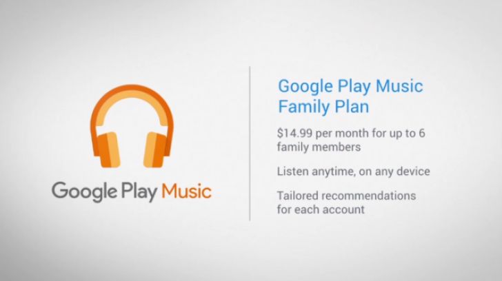 Fotografía - Google annonce Play Music famille souscription, 14,99 $ par mois pour jusqu'à 6 personnes