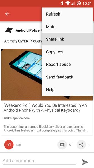 Fotografía - Google teste Proper partage Post To Apps dans Google+ pour Android, qui était plutôt agaçante pas une chose Déjà