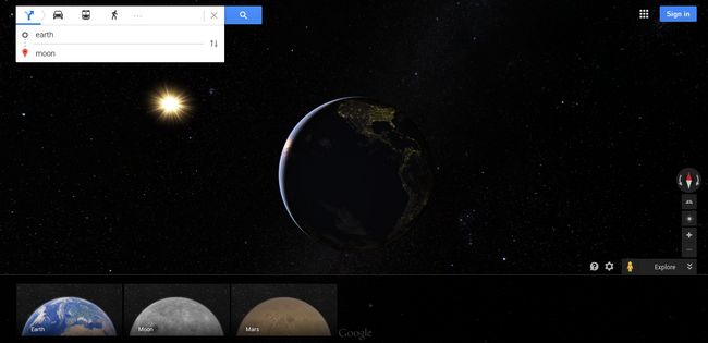 Google Maps Terre Lune Mars