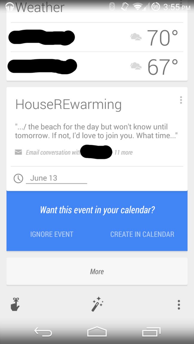 Google Now événements email