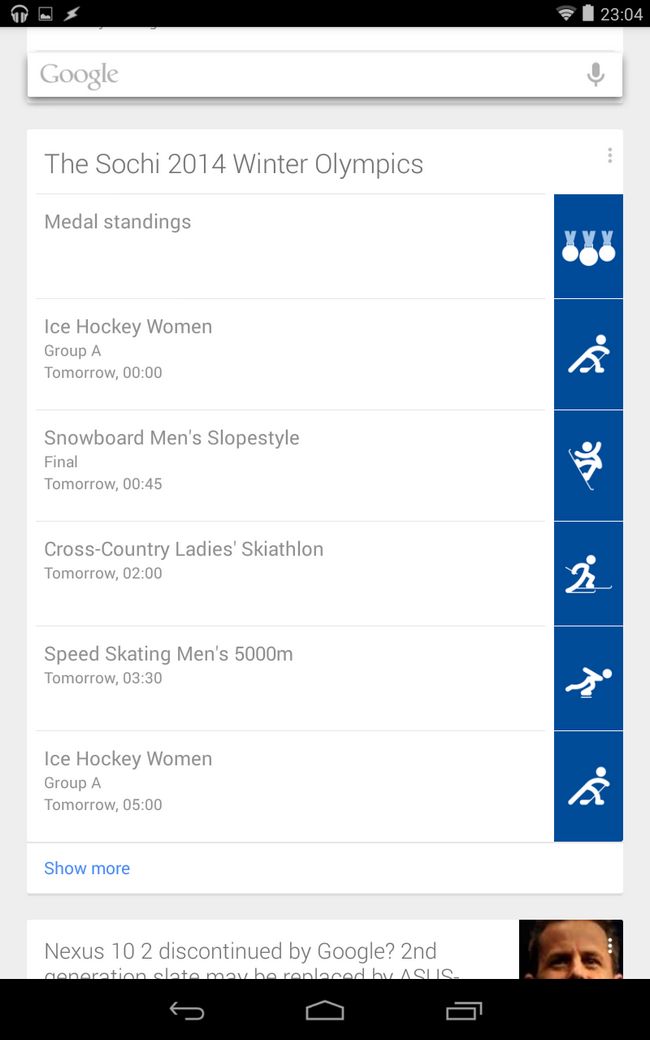 Google Maintenant Jeux Olympiques carte