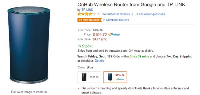 Fotografía - Google OnHub sera de nouveau disponible sur Amazon et $ 5 moins cher (195,72 $)