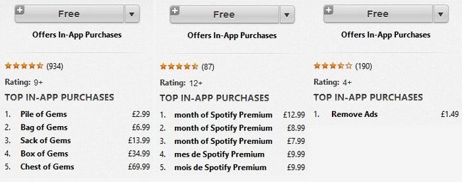 pomme's iTune in-app purchase listing.