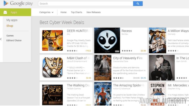 Google Play magasin Offres Meilleur Cyber ​​Week 2014