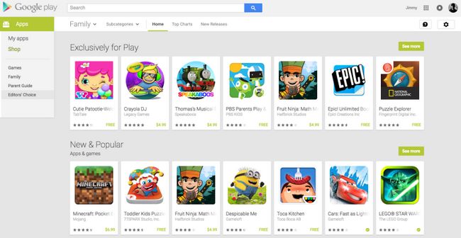 Google Play section Famille