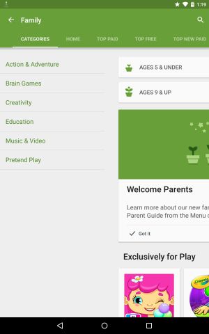 Google Play section Famille 2