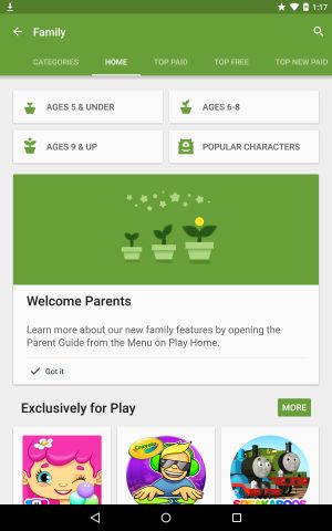 Google Play section Famille 6