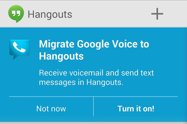 Google Hangouts Voix fusionner préavis