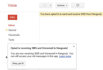 Google Voice Web Hangouts Merge