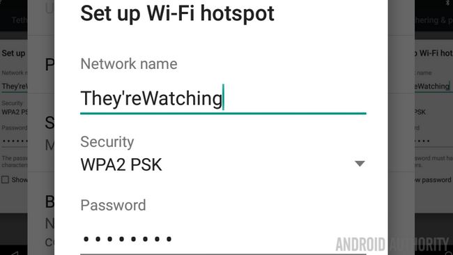 Mobile Android SSID hotspot