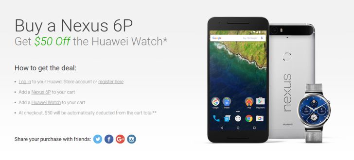 Fotografía - Huawei prend 50 $ sur le Huawei montre si vous regroupez avec un Nexus 6P