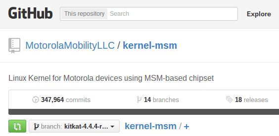 La source du noyau pour Motorola Moto X 2,014