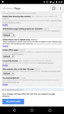 Fotografía - Dernières Chrome Dev Supporte l'attribut 'Theme-Color' (y compris teintées Status Bar) sans fusionner onglets et applications