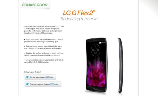 Fotografía - LG G Flex 2 Coming To AT & T en ligne et dans les magasins 24e Avril Pour 709 $ ou 300 $ avec un contrat de deux ans