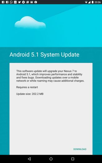 Fotografía - LTE-équipée Nexus 7 2013 (Razorg) Obtient enfin, la mise Android 5.1